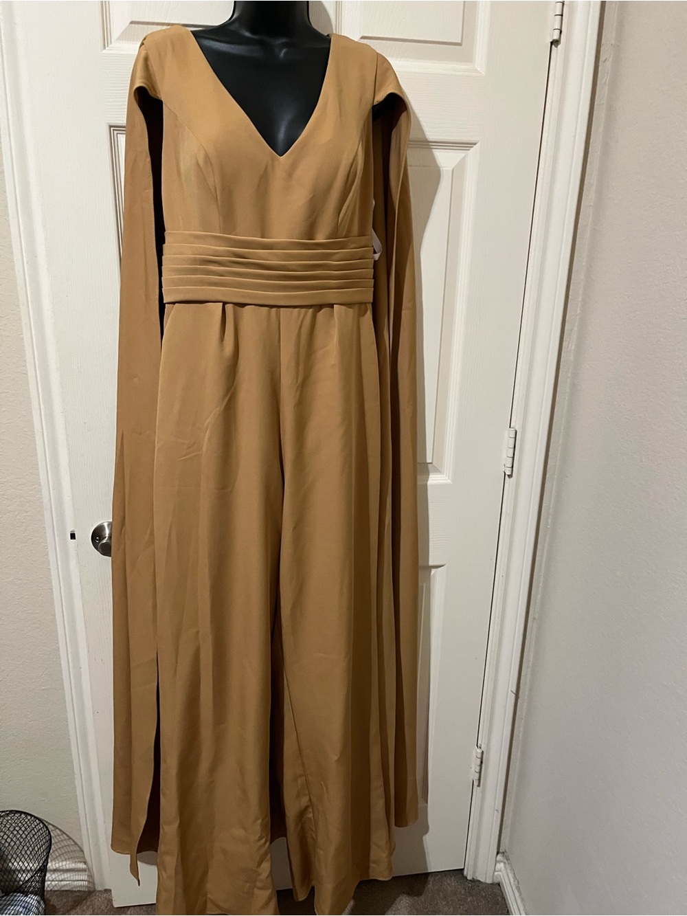 JJs House Tan V-Neck Long Sleeve Jumpsuit